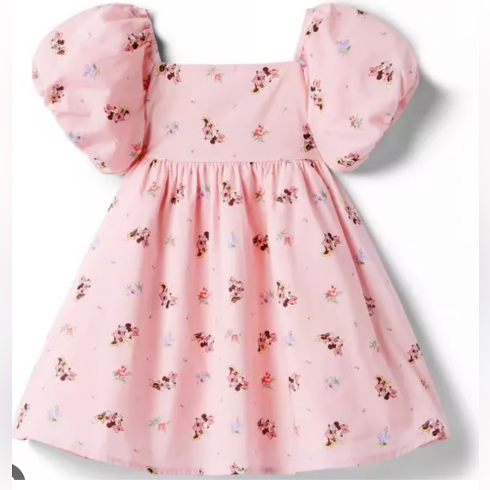Janie and Jack Pink Floral Puff-Sleeve Casual Dress